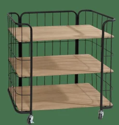 OSLO Carrello 3 Mensole Nero, Naturale|CASA Outlet