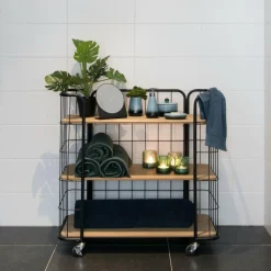 OSLO Carrello 3 Mensole Nero, Naturale|CASA Outlet