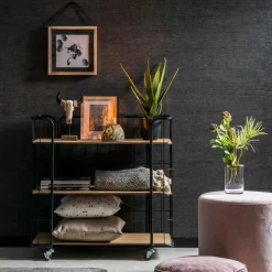 OSLO Carrello 3 Mensole Nero, Naturale|CASA Outlet