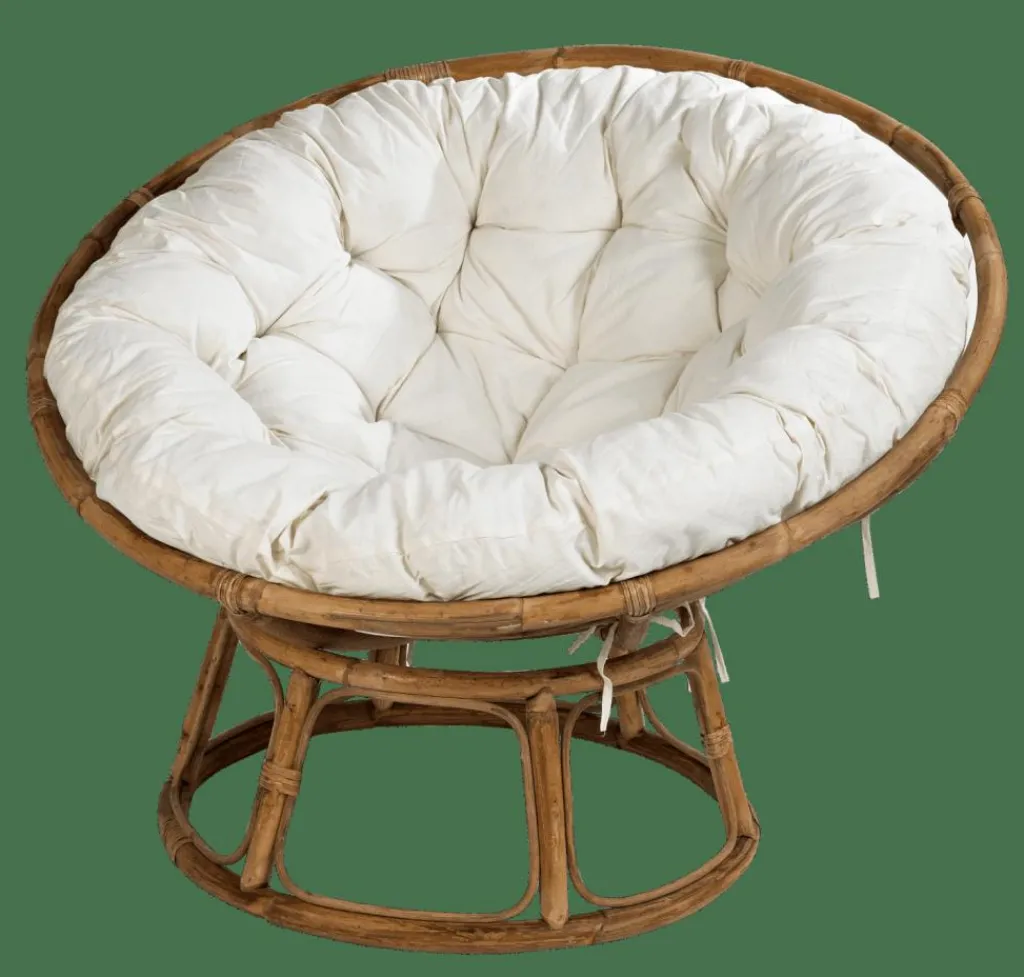 PAPASAN Sedia Lounge Naturale, Bianco Antico|CASA