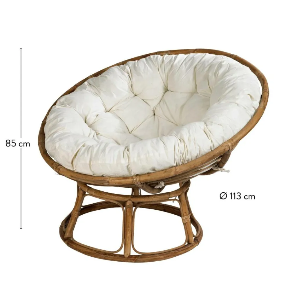 PAPASAN Sedia Lounge Naturale, Bianco Antico|CASA