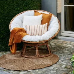 PAPASAN Sedia Lounge Naturale, Bianco Antico|CASA