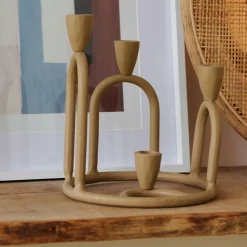 RINGS Candeliere Per 4 Candele Marrone Chiaro|CASA Hot