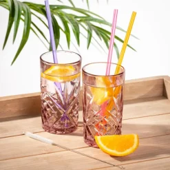 SLURP Set Di 6 Cannucce Riutilizzabili Mix Di 3 Colori Arancione, Viola, Rosa|CASA Online