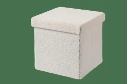 STOR Pouf Pieghevole Con Contenitore Bianco|CASA