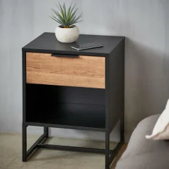 TRENTON Comodino Nero, Naturale|CASA Discount