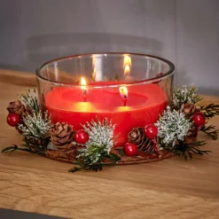 XMAS Candela Con Decorazione Rosso|CASA New